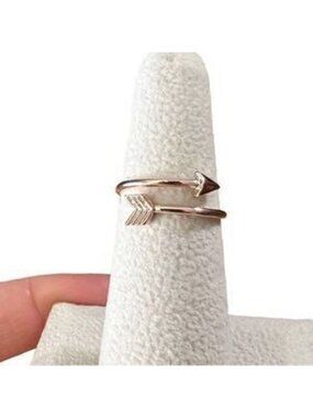 Rose Gold Tone Arrow Thin Dainty Band Wrap Ring